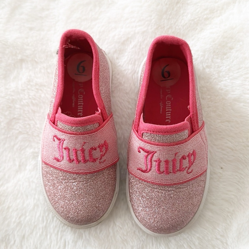 Juicy couture toddler girls black glitter slip on sneakers NWOT
